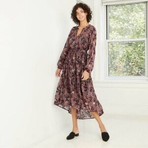 Women's Knox Rose printed bishop floral high-low maxi dress. Sz. XS